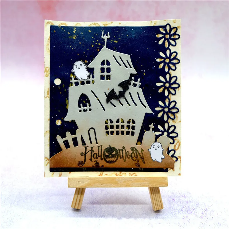 

DiyArts Halloween Castle Metal Cutting Dies with Bat for Card Making Scrapbooking Dies Embossing Cuts Stencil Craft 2019