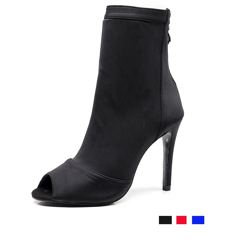 Zapatos de latino de salón para mujer, sandalias de baile de Salsa de Bachata de fondo suave negro, tacón fino de 8,5 cm/10cm/11cm, de calcetín|Calzado de baile| - AliExpress