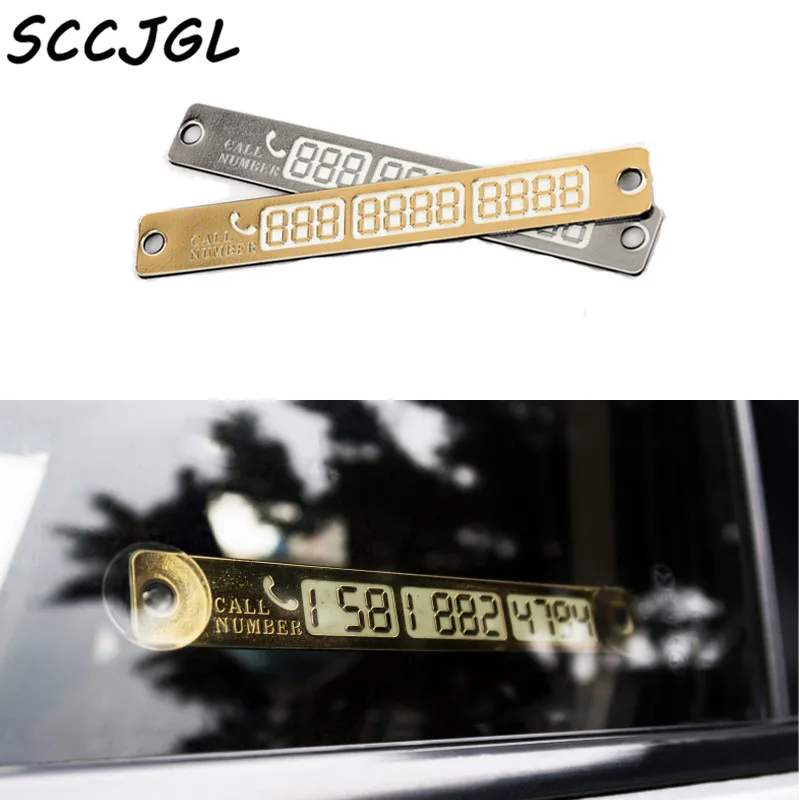 

Temporary Car Parking Card Telephone Number Card Notification Night Light Sucker Plate Car Styling Phone Number Card silver