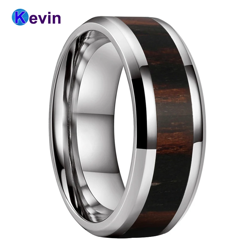 VAKKI Ring 8 mm Wood and Abalone Shell Inlay Carbide Carbide Rings Wedding Ring Comfort Fit 54 to 70 17.2-22.3 