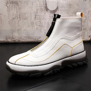 

Hot Sale Boots Men's Winter Ankle Boot Front Zipper Snow Boots Anti Slip Men Casual Shoes 4#15/10D50