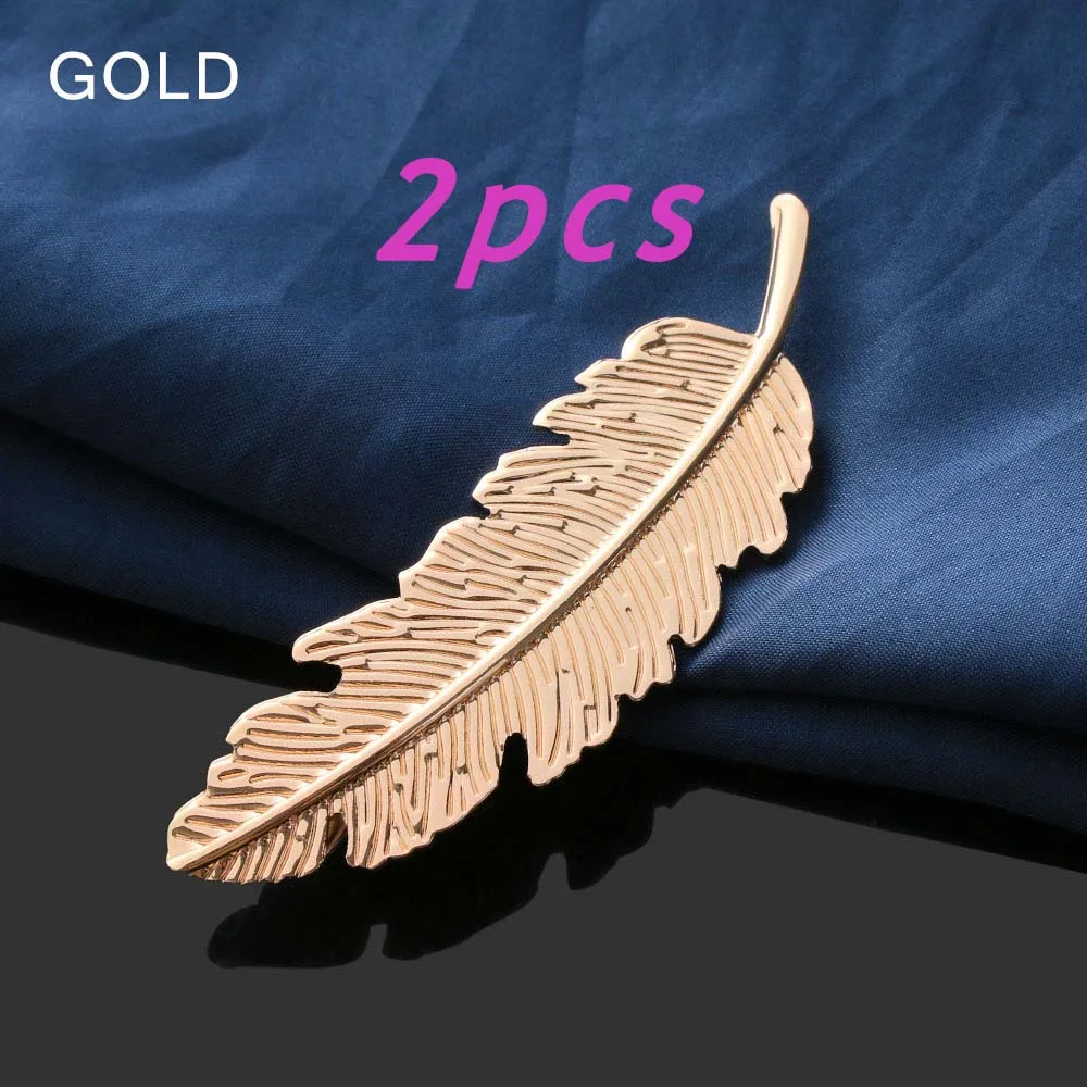 2pc gold 1 шт. модная металлическая форма листа заколки для волос заколка для волос с кристаллами и жемчугом заколка для волос Цвет Перо Когти для волос подарки инструмент для укладки волос - Цвет: 2pc gold