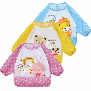 

Long Sleeve Toddler Baby Bibs Bib Apron Waterproof Art Smock Feeding Cute Cartoon Kids Children Cover Ups