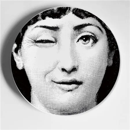 Fornasetti черно-белая иллюстрационная тарелка, настенная тарелка, домашний декор для отеля, человеческое лицо, керамическая посуда для декора стен - Цвет: 9