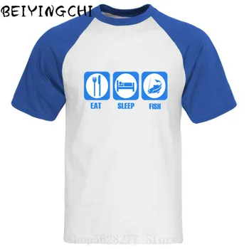 

2020 Latest Design Men's Eat Sleep Fish Repeat T-Shirt Fishing Bass Fisherman Vintage Tops Pure Cotton Tee Shirt 4X 5X T Shirt