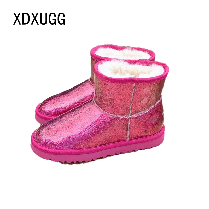 Водонепроницаемые короткие зимние ботинки XDXUGGlassic из овечьей кожи с меховой