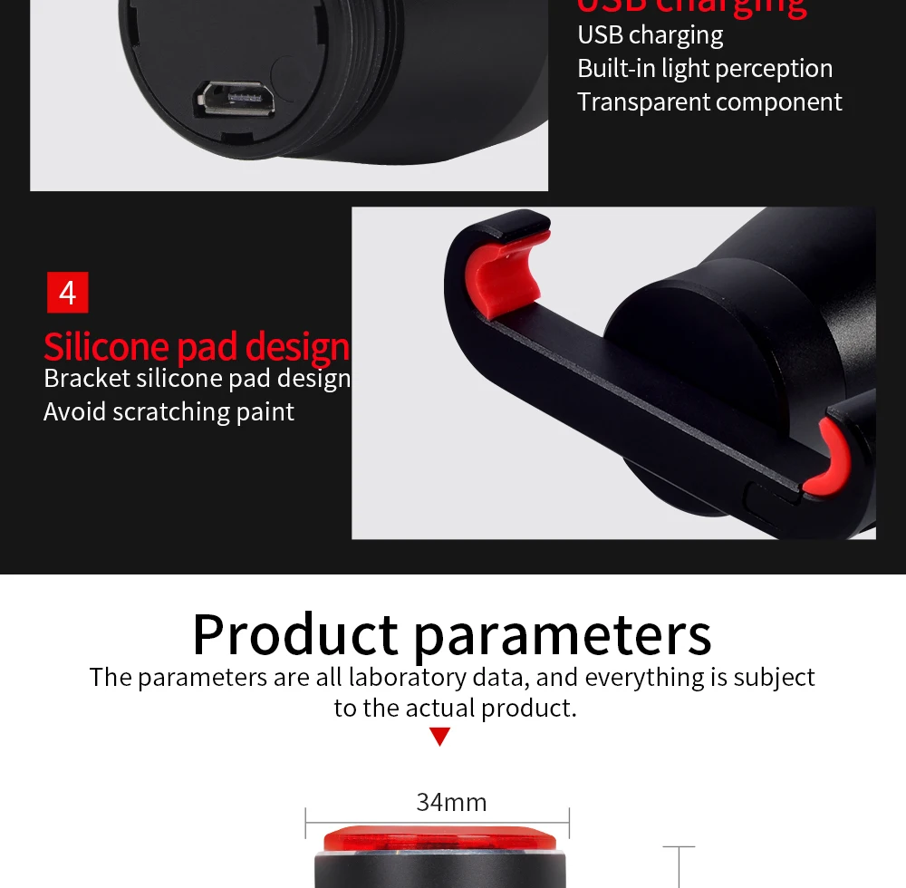 Bicycle Taillights Intelligent Brake Sensor Taillights MTB/ Road Bike Rear Bicycle Rear Light USB Brake Tail Light 6-20 Hours