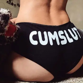 

Womens Back Funny Letters Printed G-String Low Waist Plus Size Briefs Underwear M2EA
