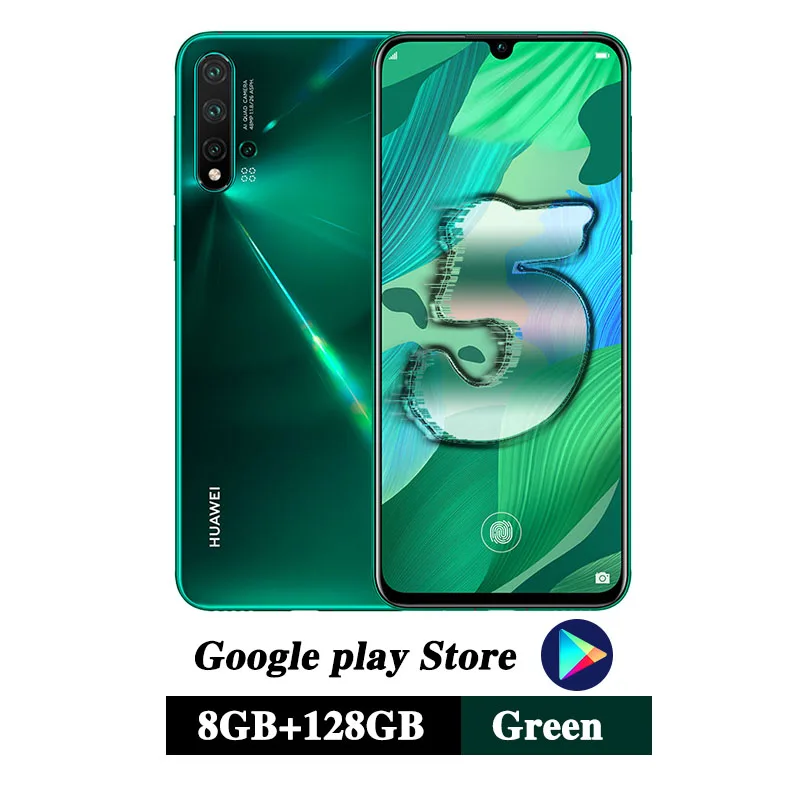 Huawei Nova 5 мобильный телефон 6,39 ''8GB 128GB Kirin 810 Восьмиядерный Android 9,0 экран отпечатков пальцев 40W SuperCharge GPU Turbo 3,0 - Цвет: 8G 128G green