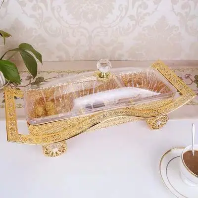 Európai Luxus Arany Cukorkapány Akril Osztott Doboz Fedél Kreatív Modern Háztartási Snack Tálca Diófélék Cukorkák - Image 4