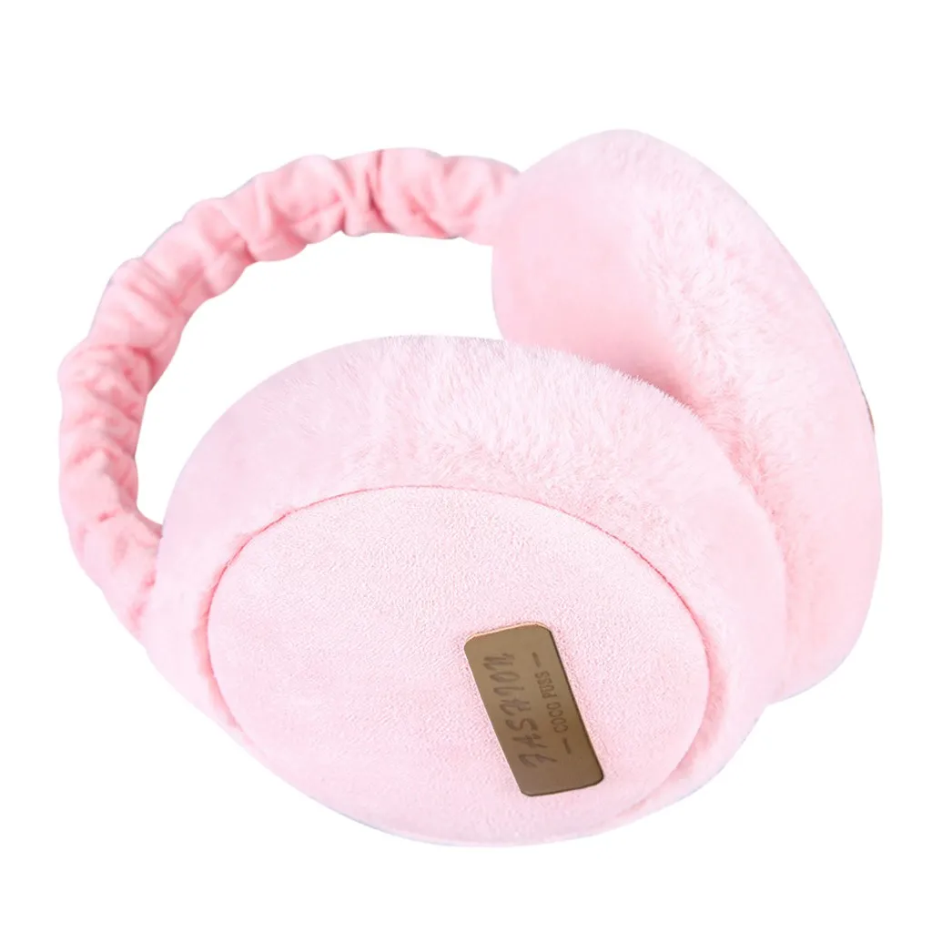 Pink SAGACE, модные зимние складные наушники для взрослых, для женщин, мужчин, для влюбленных, теплые, мягкие, плюшевые, простые, для подростков, студентов, одноцветные наушники - Цвет: Pink