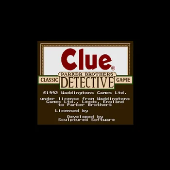 

Clue NTSC Version 16 Bit 46 Pin Big Gray Game Card For USA Game Players