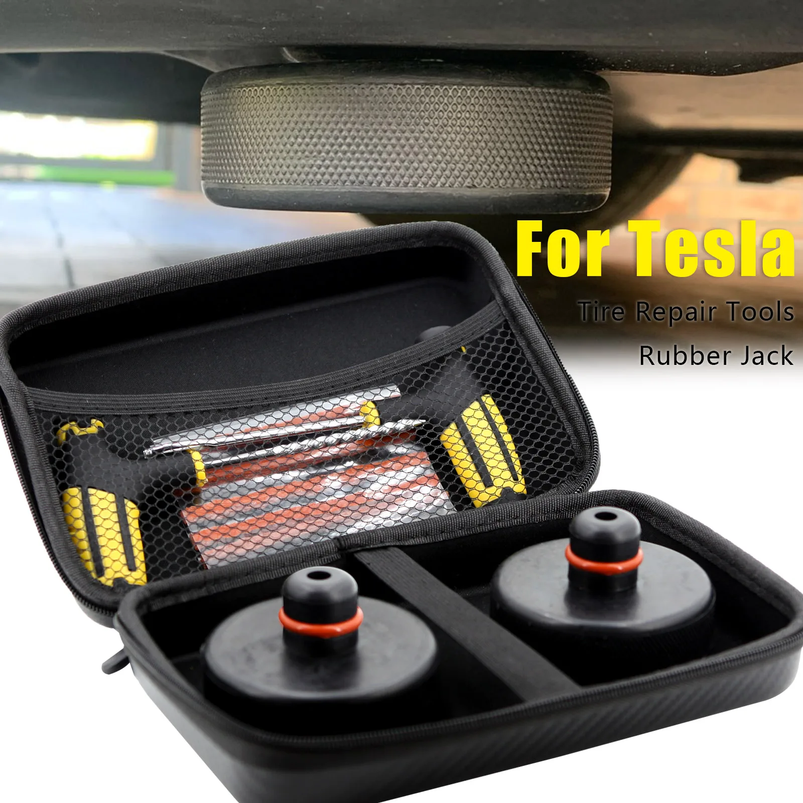 

2X Car Rubber Lifting Jack Pad Adapter Tool Chassis W/ Storage Case Suitable For Tesla Model 3 Model S Model X Y Car Accessories