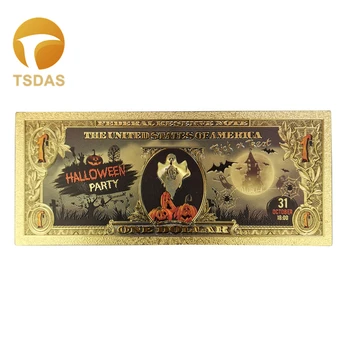 

10pcs/lot Gold Foil Banknote Colorful Usa 1 Dollar Bill Money Halloween Funny Gift Gold Plated Banknote for Nice Gift