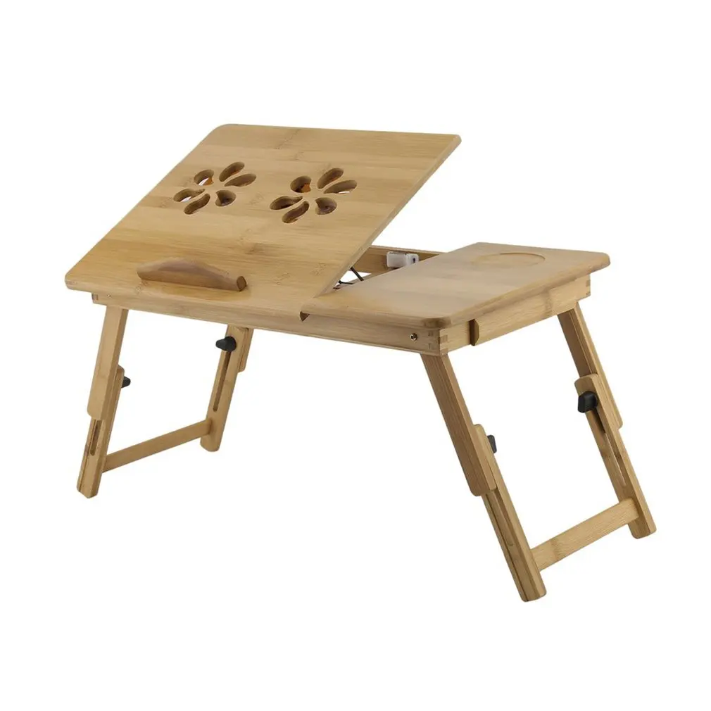 Foldable Portable Bamboo Computer Stand Laptop Desk With/Without Fan Tea Serving Bed Dining Table Notebook | Мебель