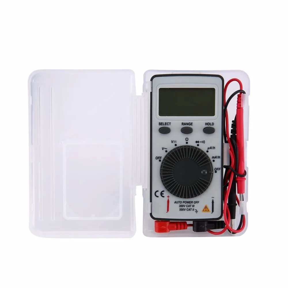 

DT9210 1999 Counts Pocket Digital Multimeter AC/DC Voltage Ammeter Tester Resistor Diode Continuity Test Data Hold Auto Range