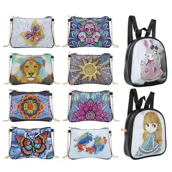 

DIY Special Shaped Diamond Painting Leather Bags Chain Clutch Cross Stitch Wallet Students Backpack Children School Bags