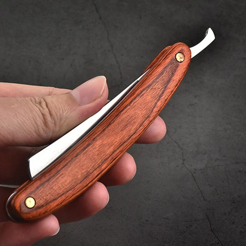 Винтажный Старый стиль, прямая стальная Парикмахерская бритва, складной нож для бритья, инструменты для удаления волос с деревянной ручкой