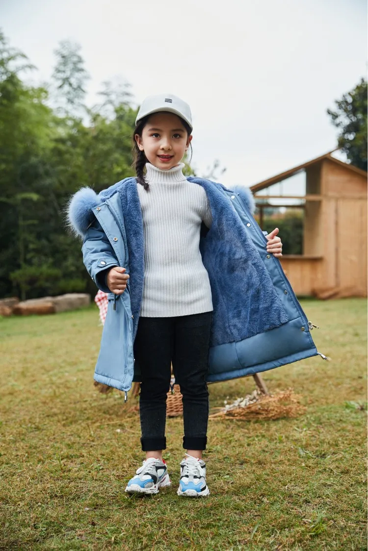 new down jacket girls hooded real fur collar long white duck down jacket tide winter explosion models