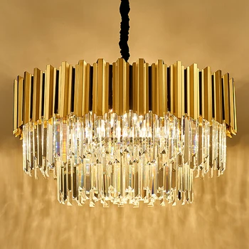 

Modern luxury gold LED transparent crystal chandelier, can be used for 110V-220V living room dining room bedroom bar with E14