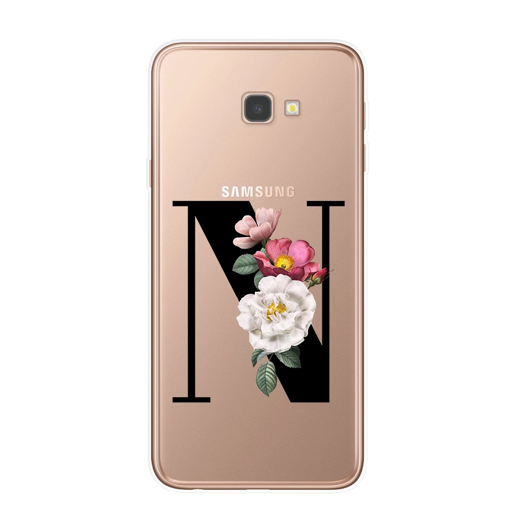 Письмо монограмма A B C D Алфавит цветы Мягкий ТПУ чехол для телефона для samsung J3 J5 J7 J4 J6 плюс бампер с цветочным узором