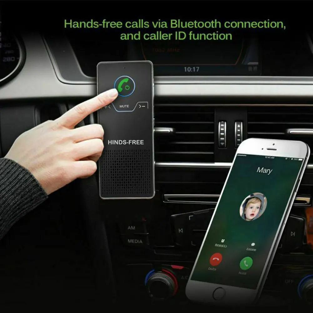 Беспроводной Bluetooth динамик громкой связи автомобильный комплект стерео динамик солнцезащитный козырек клип Bluetooth автомобильный комплект