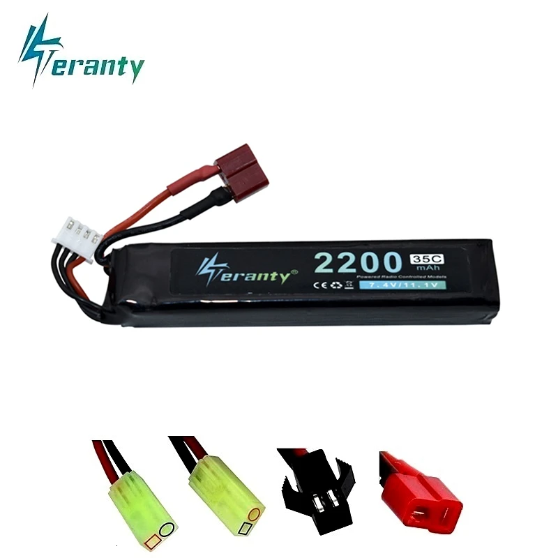 

3S Water Gun battery 102mm with T Plug 11.1V 2200mAh Lipo Battery for M4 AK47 Mini Airsoft BB Air Pistol Electric Toys RC Parts