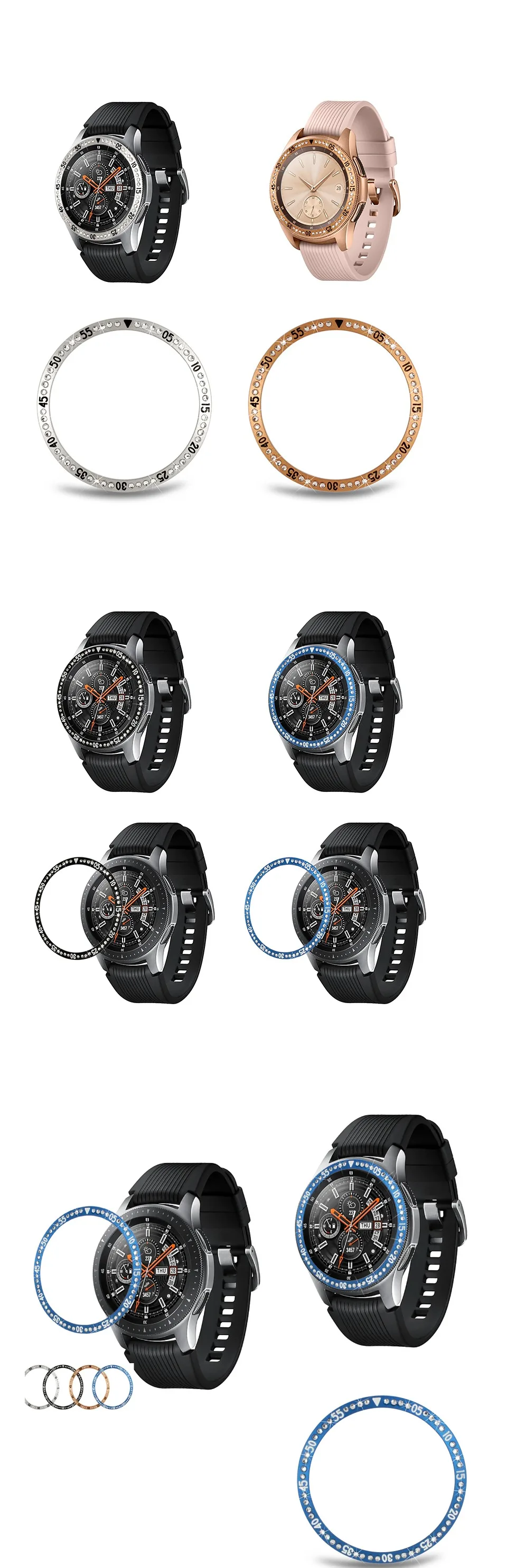 Алмазный чехол для samsung Galaxy Watch, 46 мм, 42 мм, ободок, кольцо, аксессуары для умных часов, чехол, дизайн для samsung S3, активных часов