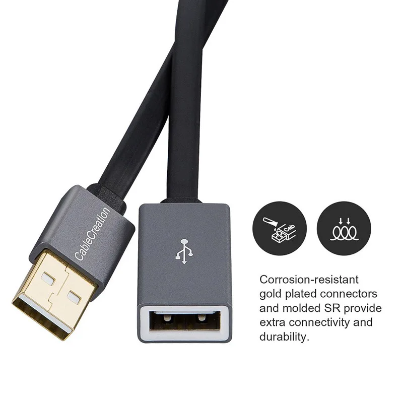 Удлинительный кабель USB 2 0 плоский тонкий A штекер гнездо для геймпада флэш