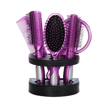 

5pcs With Holder Travel Salon Portable Styling Tool Detangling Home Mirror Makeup Massage Comb Gift Non Slip Hair Brush Set