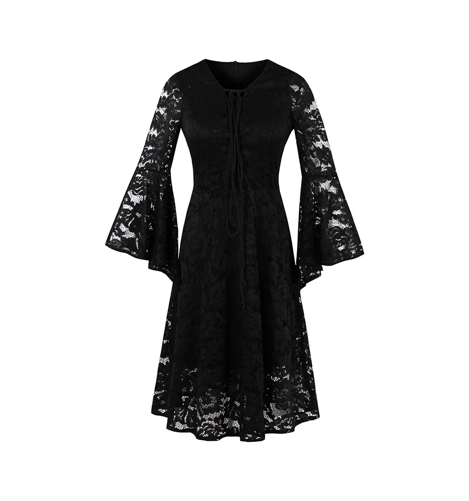 Sisjuly готические женщины платья с длинным рукавом сексуальный берег партии стильный выдалбливают девушки осенняя мода черное кружевное платье девушка