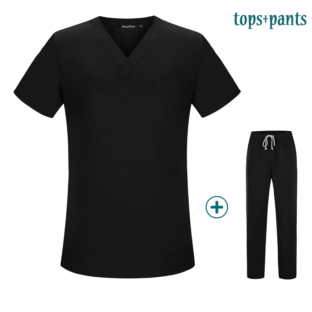 Clothes pants Больничная форма для врача и хирургии с v-образным вырезом Больничная одежда для красоты, медицинская форма для женщин, летние хирургические Платья с коротким рукавом, штаны - Цвет: Clothes pants