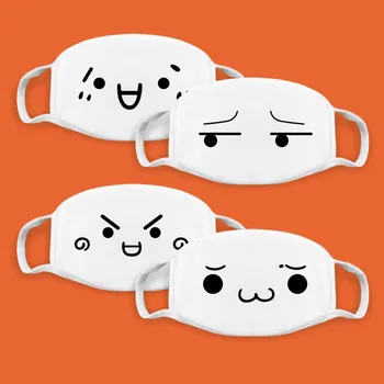 

Cute Korean Pop Anime Mouth Mask Cotton fabric Mask Cartoon Pattern Dustproof Cotton Anti Dust Face Mask Reusable White Mask