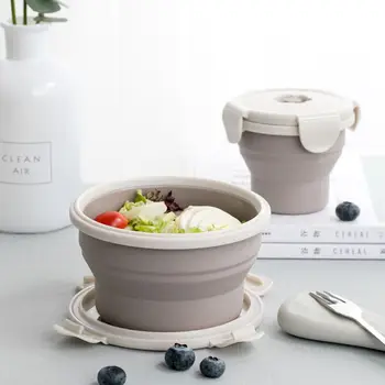 

1Pc Bowl Sets Silicone Folding Lunch Box Folding Bowl Portable Silicone Folding Bowl Foldable Salad Bowl with Lid