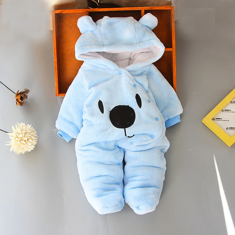 Одежда для малышей Одежда для мальчиков и девочек хлопковые детские комбинезоны для новорожденных детский зимний комбинезон с милым рисунком медведя