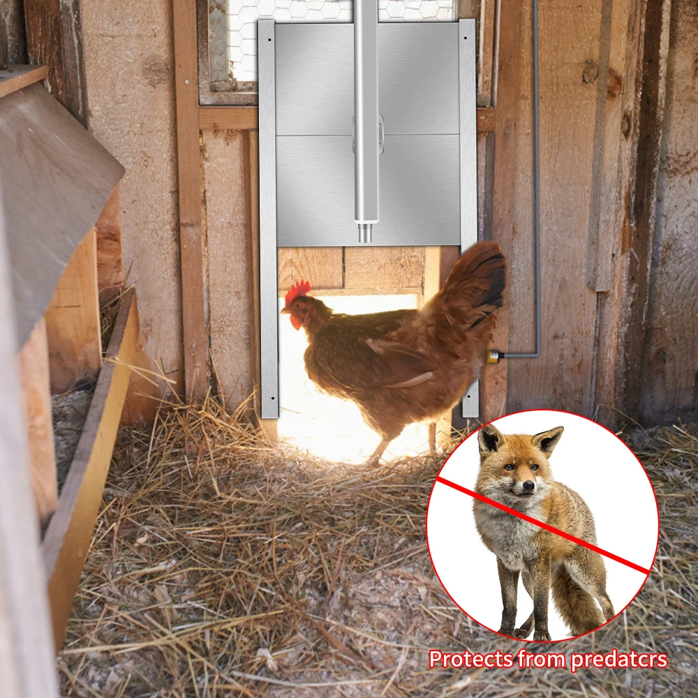 Automatic Chicken Door Coop Opener Kit Waterproof Outdoor Timer Light Sensor Controller Actuator Motor Poultry Cage Protection