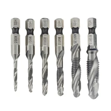 1pc Thread M3 M4 M5 M6 M8 M10 Screw Tap Drill Bits Hss Taps Countersink Deburr Metric High Speed Steel 1/4 IN Quick Change Hex