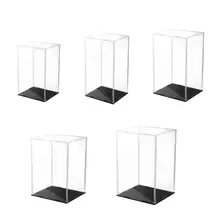 Clear Acrylic Display Case Black Base Dustproof Protection Model Toy Show Box Action Figures Showcase