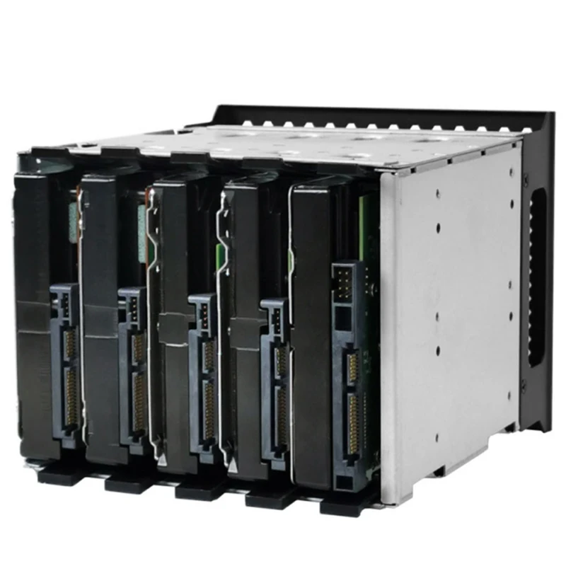 Nova Gaiola de Disco Rígido 5x3.5 Polegada Sata Hdd Gaiola Rack Rígido Driver Bandeja com Ventilador Espaço Aço Inoxidável 2023 - Imagem 2