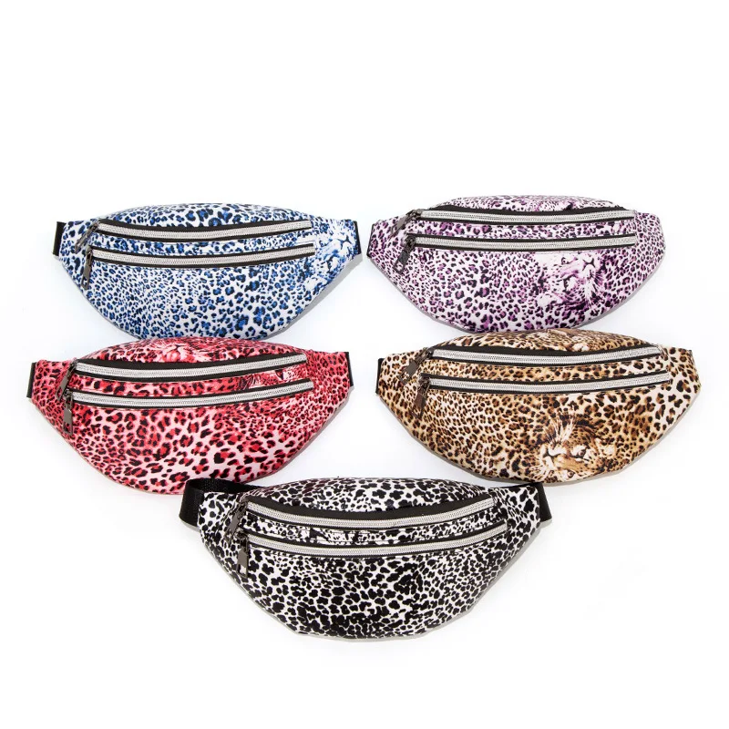 Leather Leopard Belt Bag Women Fashion Double Zipper Waist Bags Women Designer Fanny Pack Fashion Belt Chest Bag Phone Female