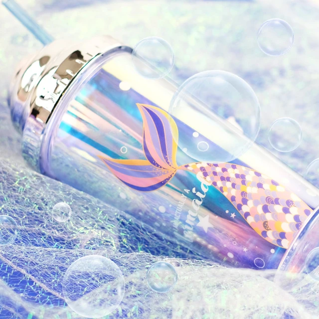 Home Tune Cute Glitter Tumbler Cups with Lid and Straw, Double Wall  Insulated Acrylic Cup, 22 oz / 650ml (Mermaid)