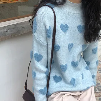 

Colorful Heart Women Knitting Sweater Autumn New Long Sleeve Turtleneck Pullovers Sweaters