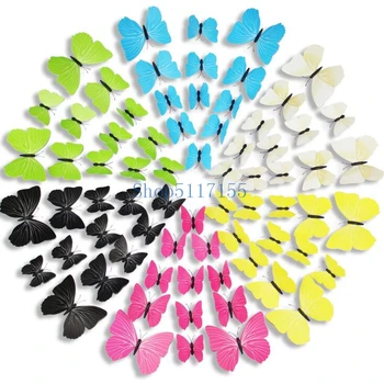 

DHL 200set 12pcs/set Butterflies Wall Sticker Decals Stickers on the wall Home Decorations 3D Butterfly PVC Wallpaper