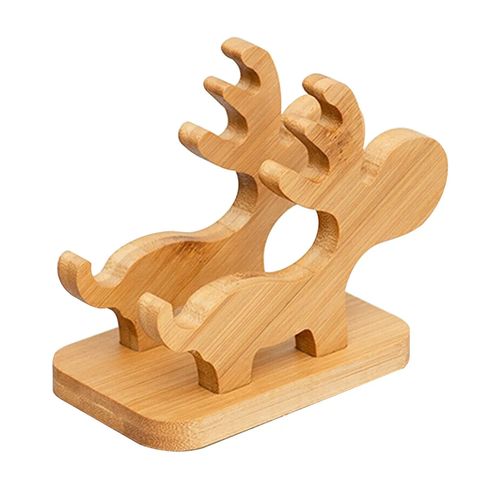 Deer Прочная переносная подставка для домашнего декора, свободная офисная бамбуковая подставка для телефона с мультяшными животными, подставка для телефона, прикроватная Подставка для планшета - Цвет: Deer