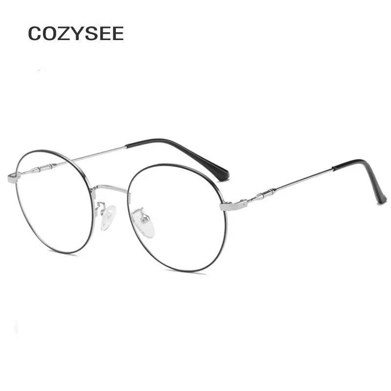 Классические женские круглые оправы для очков, мужские овальные прозрачные очки, женские ретро очки для близорукости, оптические оправы, металлические прозрачные линзы, очки oculos - Цвет оправы: BLACK SILVER