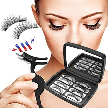 

3D Magnetic False Eyelashes with Tweezers Handmade Fake Lashes Natural LongMakeup Lash Extension Tools Women Beauty