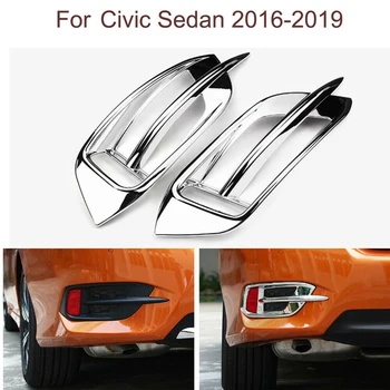 

2PCS Chrome Finish Silver Rear Fog Lights Cover Trim Molding for Honda Civic 10TH GEN 2016-2020