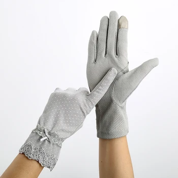 

Anti-slip Sunscreen Gloves Women Touch Screen Sun Proof Mittens Glove Lady Breathable Thin Non Slip Lace Mittens