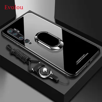 

For Xiaomi Mi Note 10 Pro Case Tempered Glass Ring Magnet Holder Case for Redmi Note 8T 8A 9 Soft Frame Stand Back Cover cc9 Pro