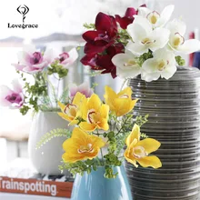 5 головок, искусственные цветы орхидеи, романтические, сделай сам, искусственный шелк, цветы для свадебного стола, вечерние, украшение для дома, искусственная Орхидея, Флорес